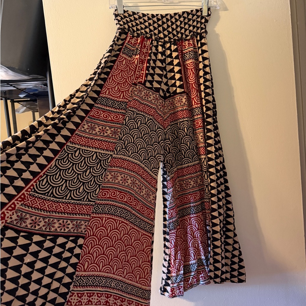 Geometric Patterned Wide-Leg Women's Pants